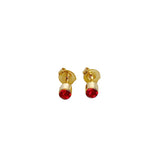 Radiant Red: 18k Gold Overlay Stud Earrings with Cubic Zircon Stone