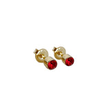 Radiant Red: 18k Gold Overlay Stud Earrings with Cubic Zircon Stone