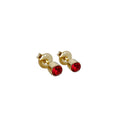 Radiant Red: Demi-fine 18k Gold Stud Earrings with Cubic Zircon Stone