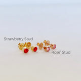 Radiant Red: 18k Gold Overlay Stud Earrings with Cubic Zircon Stone